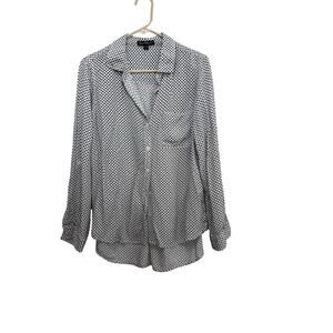 Velvet Heart Women's White Black Polka Dot Pattern Button Up Shirt Size XL